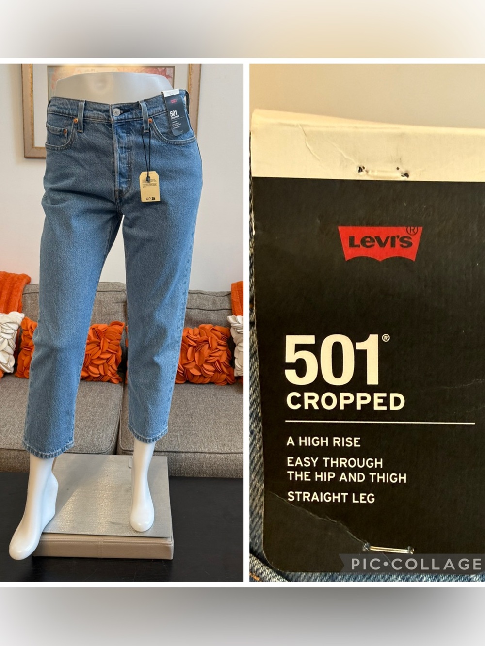 ❣️🆕Levi's 501 Original Crop Straight Leg Jeans in Great Story Shade $98 MSRP❣️